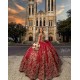 2024 Instagram Gowns Red Quince Dresses Sequin Off Shoulder Vestidos De 15 Anos Sweetheart Neck Birthday Party Dress