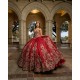 2024 Instagram Gowns Red Quince Dresses Sequin Off Shoulder Vestidos De 15 Anos Sweetheart Neck Birthday Party Dress