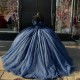 2025 Off Shoulder Navy Blue Quinceanera Dress Sweetheart Vestidos De 15 Anos Customized Sweet 15 Gowns