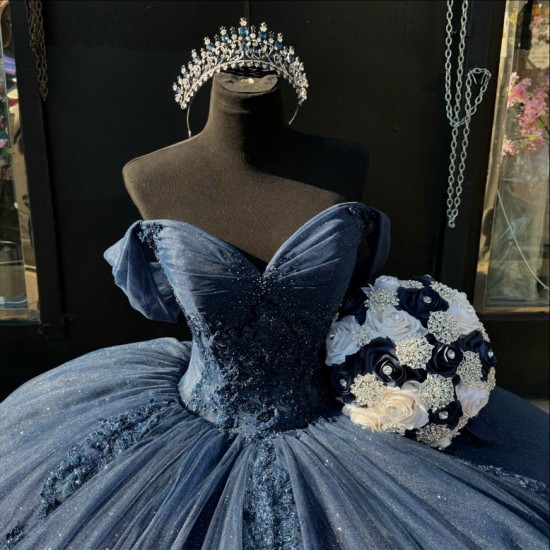 2025 Off Shoulder Navy Blue Quinceanera Dress Sweetheart Vestidos De 15 Anos Customized Sweet 15 Gowns