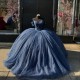 2025 Off Shoulder Navy Blue Quinceanera Dress Sweetheart Vestidos De 15 Anos Customized Sweet 15 Gowns