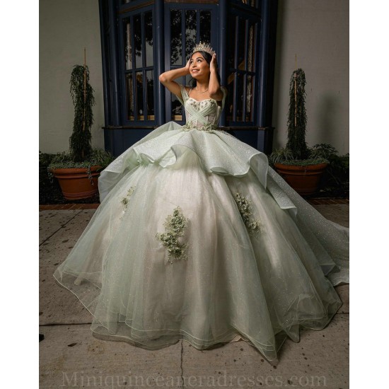 Birthday Party Dress Off Shoulder Sage Green Quince Dresses Lace Appliques Vestidos De 15 Anos Sweetheart Neck 2024 Instagram Gowns