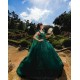 Cape Sleeve Emerald Green Quince Dresses Off Shoulder Birthday Party Dress Lace Appliques Vestidos De 15 Anos Sweetheart Neck 2024 Instagram Gowns