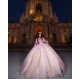 Cape Sleeve Pink Quinceanera Dress Lace Appliques Vestidos De 15 Quinceaner Tulle Ball Gown For Women Custom