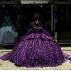 Beading Purple Quinceanera Dress Sweetheart Neck Cape Sleeve Vestidos De 15 Anos Sequin Instagram Gowns Lace Appliques Princess Dress