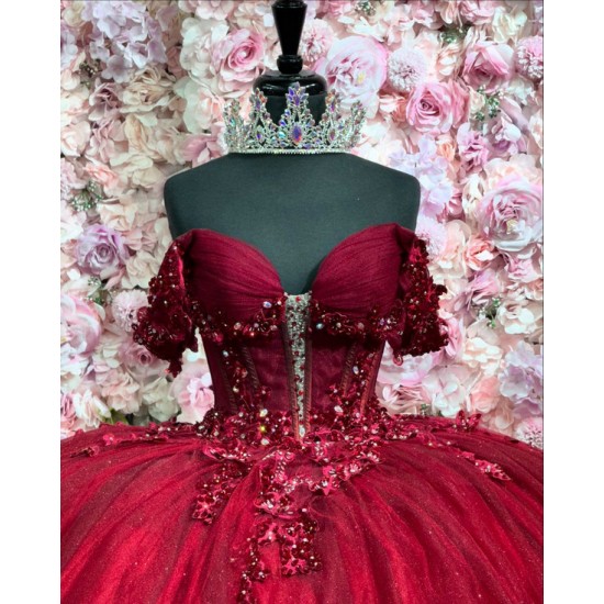 Customized Burgundy Quinceanera Dress Ball Gown 3D Floral Applique Sweet 16 Vestidos De 15 Anos