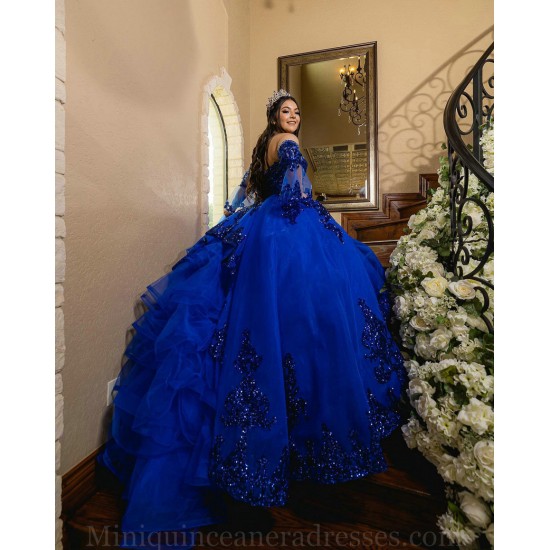 Detachable Blue Quince Dresses Lace Appliques Vestidos De 15 Anos Sweetheart Neck 2024 Instagram Gowns Birthday Party Dress