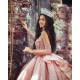 Detachable Sleeve Quinceanera Dress Pink Sweet 15 Gowns Sweetheart Neck Sequin Vestidos De 15 Anos With Bow