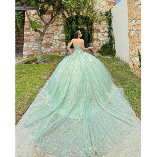 Detachable Sleeve Quinceanera Dress Sweetheart Neck Sage Green Sweet 15 Gowns Sweetheart Neck Vestidos De 15 Anos