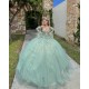 Detachable Sleeve Quinceanera Dress Sweetheart Neck Sage Green Sweet 15 Gowns Sweetheart Neck Vestidos De 15 Anos