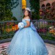 Glitter 2024 Sky Blue Quinceanera Dress Ball Gown 3D Lace Applique Beading With Bow Corset Sweet 16 Vestido De 15 Anos