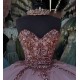 Glitter Pink Quinceanera Dress Sweetheart Neck Ball Gown Crystal Corset Sweet 16 Vestidos De 15 Anos