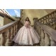 Instagram Gowns Rose Gold Quince Dress Off Shoulder Vestidos De 15 Anos 3D Flowers Sweetheart Neck Birthday Party Dresses