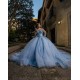 Long Sleeve Sky Blue Quinceanera Dress Sweetheart Neck Sweet 15 Gowns Lace Appliques 2024 Instagram Gowns Vestidos De 15 Anos