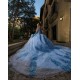 Long Sleeve Sky Blue Quinceanera Dress Sweetheart Neck Sweet 15 Gowns Lace Appliques 2024 Instagram Gowns Vestidos De 15 Anos