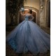 Long Sleeve Sky Blue Quinceanera Dress Sweetheart Neck Sweet 15 Gowns Lace Appliques 2024 Instagram Gowns Vestidos De 15 Anos