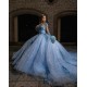 Long Sleeve Sky Blue Quinceanera Dress Sweetheart Neck Sweet 15 Gowns Lace Appliques 2024 Instagram Gowns Vestidos De 15 Anos