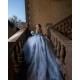 Long Sleeve Sky Blue Quinceanera Dresses with Appliquea Tulle Corset Vestidos De 15 Anos Custom Made