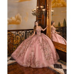 Luxury Rose Gold Quinceanera Dresses Sweetheart Vestidos De 15 Anos Floral Appliques Lace up Sweep Train Customized