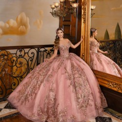 Luxury Rose Gold Quinceanera Dresses Sweetheart Vestidos De 15 Anos Floral Appliques Lace up Sweep Train Customized