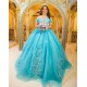 Off Shoulder Aqua Quince Dresses 3D Flowers Vestidos De 15 Anos Sweetheart Neck 2024 Instagram Gowns Birthday Party Dress