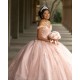 Off Shoulder Instagram Gowns Pink Quince Dress Vestidos De 15 Anos Lace Appliques Sweetheart Neck Birthday Party Dresses