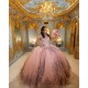 Off Shoulder Pink Quinceanera Dress Sweetheart Neck Sweet 15 Gowns 3D Flowers Vestidos De 15 Anos 2024 Instagram Gowns