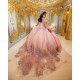 Off Shoulder Pink Quinceanera Dress Sweetheart Neck Sweet 15 Gowns 3D Flowers Vestidos De 15 Anos 2024 Instagram Gowns