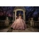 Off Shoulder Rose Gold Quinceanera Dress Lace Appliques Sweet 15 Gowns Wear Pageant V Neck 2024 Instagram Gowns