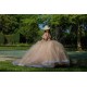 Off Shoulder Rose Gold Quinceanera Dress Sweet 15 Gowns Lace Appliques Wear Pageant Sweetheart Neck 2024 Instagram Gowns