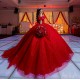 Off Shoulder Vestidos De 15 Anos Red Quince Dress Sweetheart Neck Instagram Gowns Sequin Birthday Party Dresses