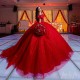 Off Shoulder Vestidos De 15 Anos Red Quince Dress Sweetheart Neck Instagram Gowns Sequin Birthday Party Dresses