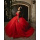 Off Shoulder Vestidos De 15 Anos Red Quince Dress Sweetheart Neck Instagram Gowns Sequin Birthday Party Dresses