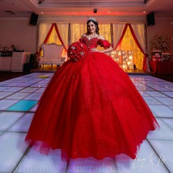 Off Shoulder Vestidos De 15 Anos Red Quince Dress Sweetheart Neck Instagram Gowns Sequin Birthday Party Dresses