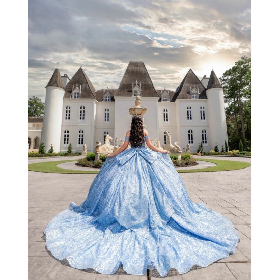 Off Shoulder Blue Quince Dress Sweetheart Neck Vestidos De 15 Anos With Bow