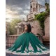 Off Shoulder Emerald Green Quince Dress Sheer Bodice Vestidos De 15 Anos Lace Appliques Sequin Birthday Party Dress