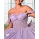 Off Shoulder Lavender Quinceanera Dress Sweetheart Neck Vestidos De 15 Anos With Bow