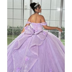 Off Shoulder Lavender Quinceanera Dress Sweetheart Neck Vestidos De 15 Anos With Bow