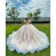 Off Shoulder Nude Quinceanera Dress 2024 Sweep Train Party Dress Lace Appliques Evening Dress Vestidos De Noche