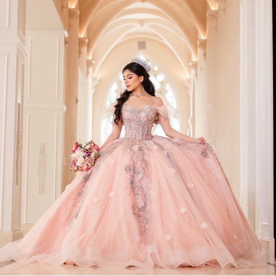 Off Shoulder Pink Quince Dress Sweetheart Neck Vestidos De 15 Anos Sequin Birthday Party Dress