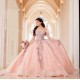 Off Shoulder Pink Quince Dress Sweetheart Neck Vestidos De 15 Anos Sequin Birthday Party Dress