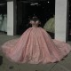 Off Shoulder Pink Quinceanera Dress 2024 Vestidos De Baile Floral Appliques Cocktail Ball Gown