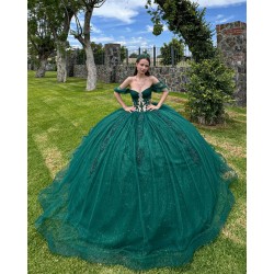 Sweetheart Neck Off Shoulder Quinceanera Dress Green Sweet 15 Gowns Sweetheart Neck Vestidos De 15 Anos