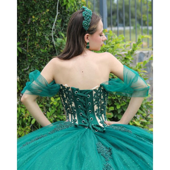 Sweetheart Neck Off Shoulder Quinceanera Dress Green Sweet 15 Gowns Sweetheart Neck Vestidos De 15 Anos