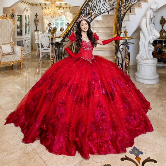 Off Shoulder Red Quinceanera Dresses Lace Applique Prom Dress Ball Gowns for Sweet 16 Party