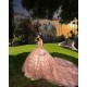 Off Shoulder Rose Gold Quince Dress Sweetheart Neck Vestidos De 15 Anos Sequin Birthday Party Dress With 3D Flowers