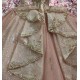 Off Shoulder Rose Gold Quinceanera Dress for Women Sweetheart Neck Crystal Evening Party Gown Sweet 15 Gown