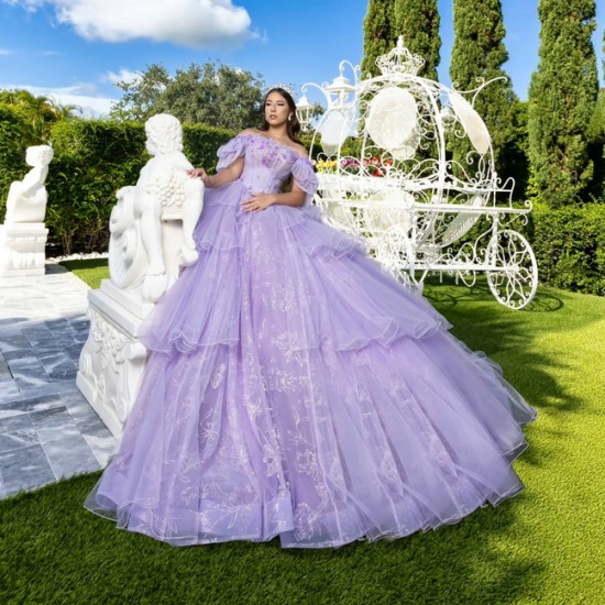 Princess Lavender Quinceanera Dresses Off Shoulder Ball Gown Glitter Appliques Lace Beads Tull Sweet 15th Dress