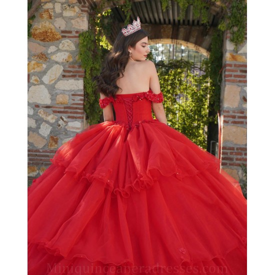 Red Quinceanera Dresses Sweetheart Neck Off Shoulder 2024 Ball Gown Princess Dress Tiered Vestidos De 15 Anos