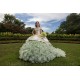 Ruffled Green On White Quinceanera Dress Lace Appliques Sweet 15 Gowns Off Shoulder 2024 Instagram Gowns Vestidos De 15 Anos